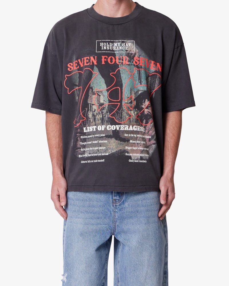 747 Printed Tee - Washed Black