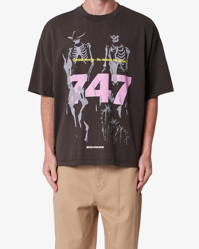 747 Zombie Country Printed Tee - Vintage Black