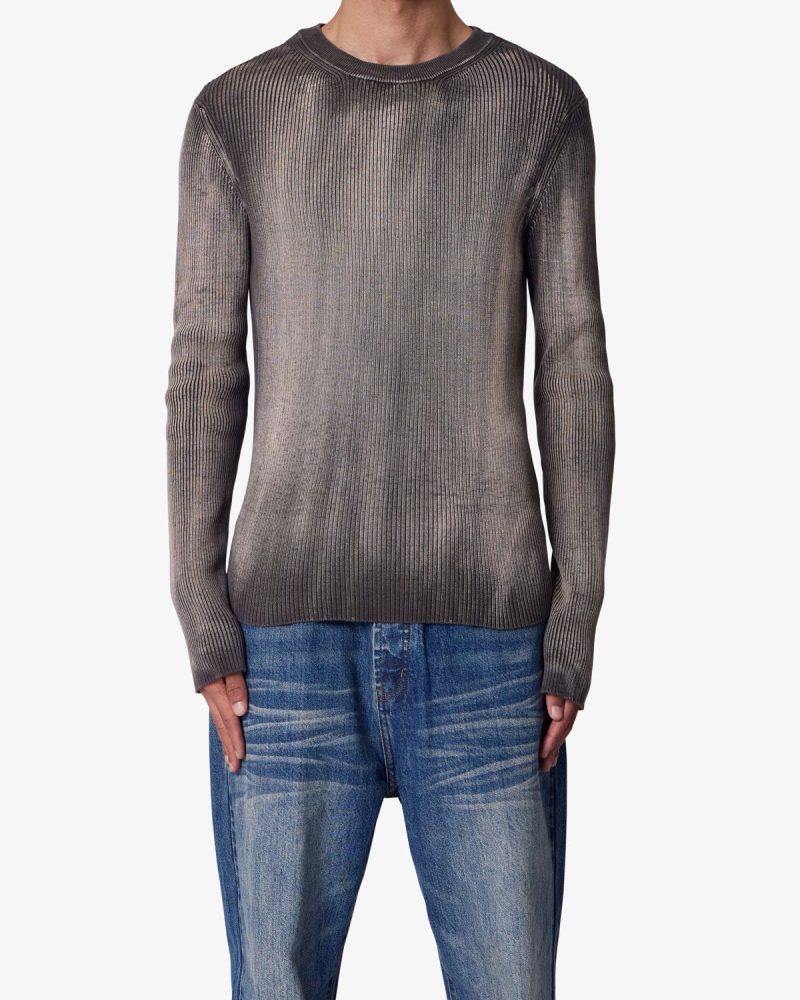 Ash Tray Ribbed L/S Shirt - Charcoal Grey