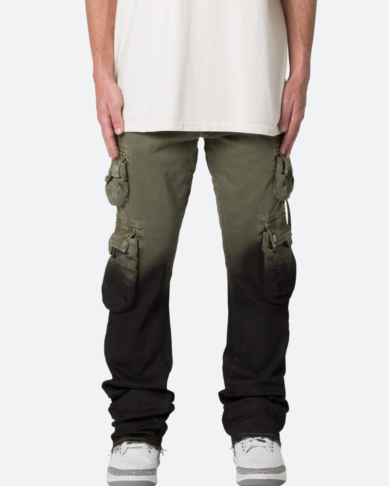 B569 Cargo Flare Denim - Olive/Black