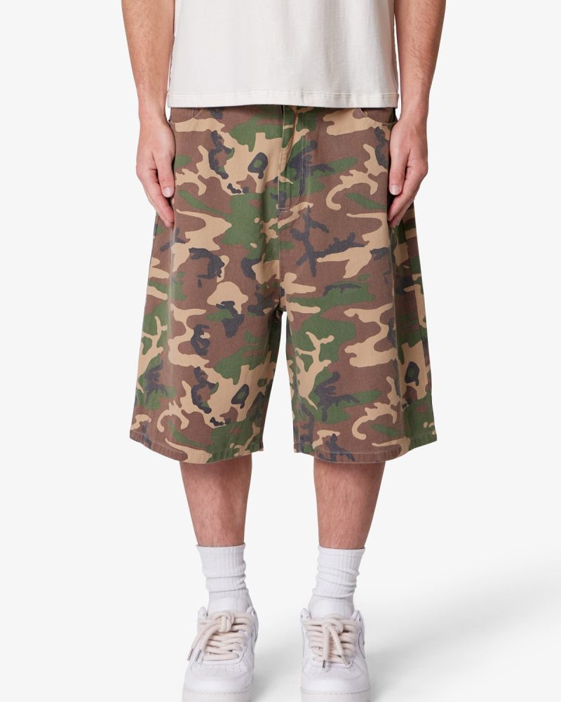 Baggy Camo Twill Shorts - Woodland Camo