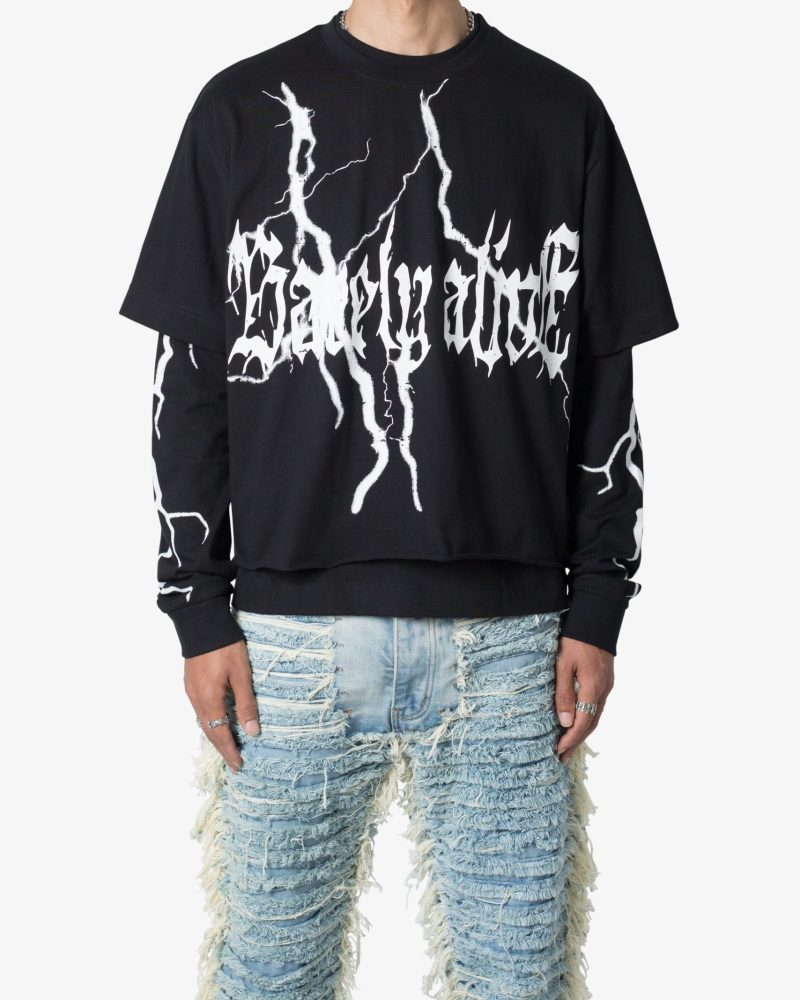 Barely Alive Double Layer Tee - Black