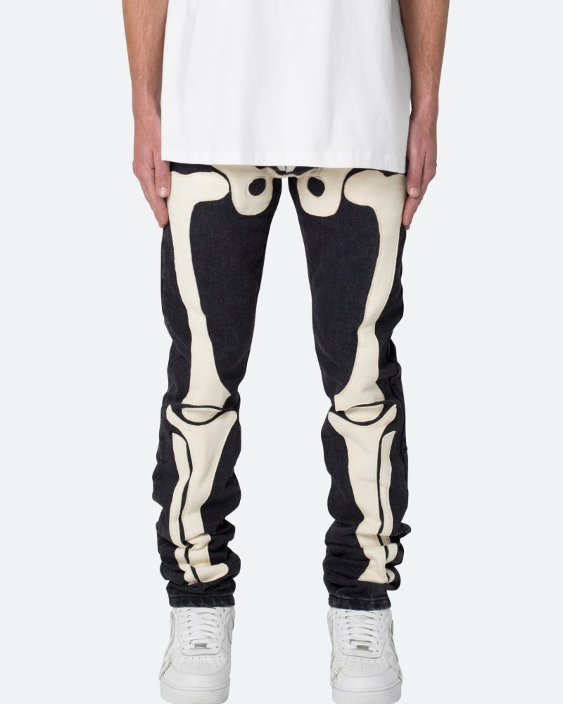 D184 Skeleton Straight Denim - Black/White