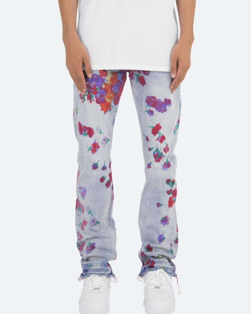 D281 Floral Straight Denim - Blue