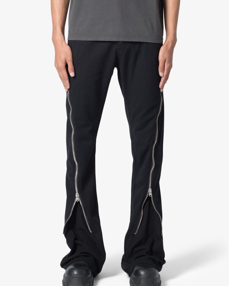 D519 Zipper Flare Denim - Black