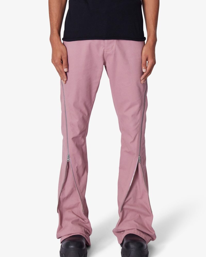 D519 Zipper Flare Denim - Pink