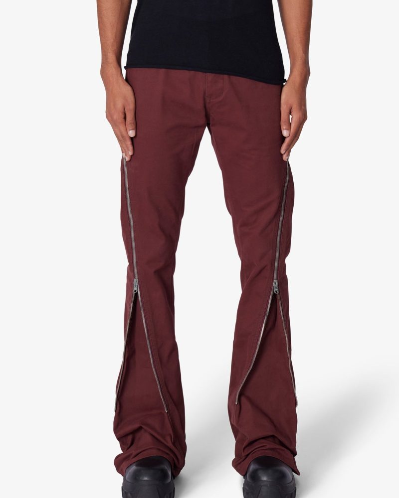 D519 Zipper Flare Denim - Red