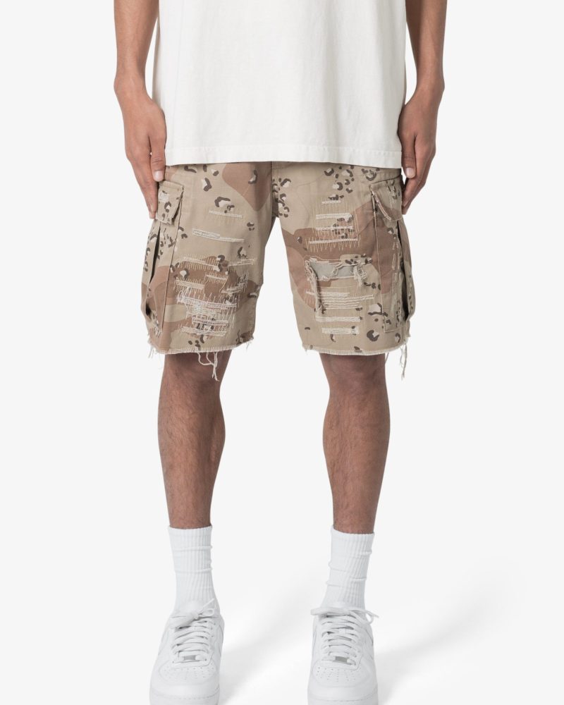 Distressed Cargo Shorts - Desert Camo