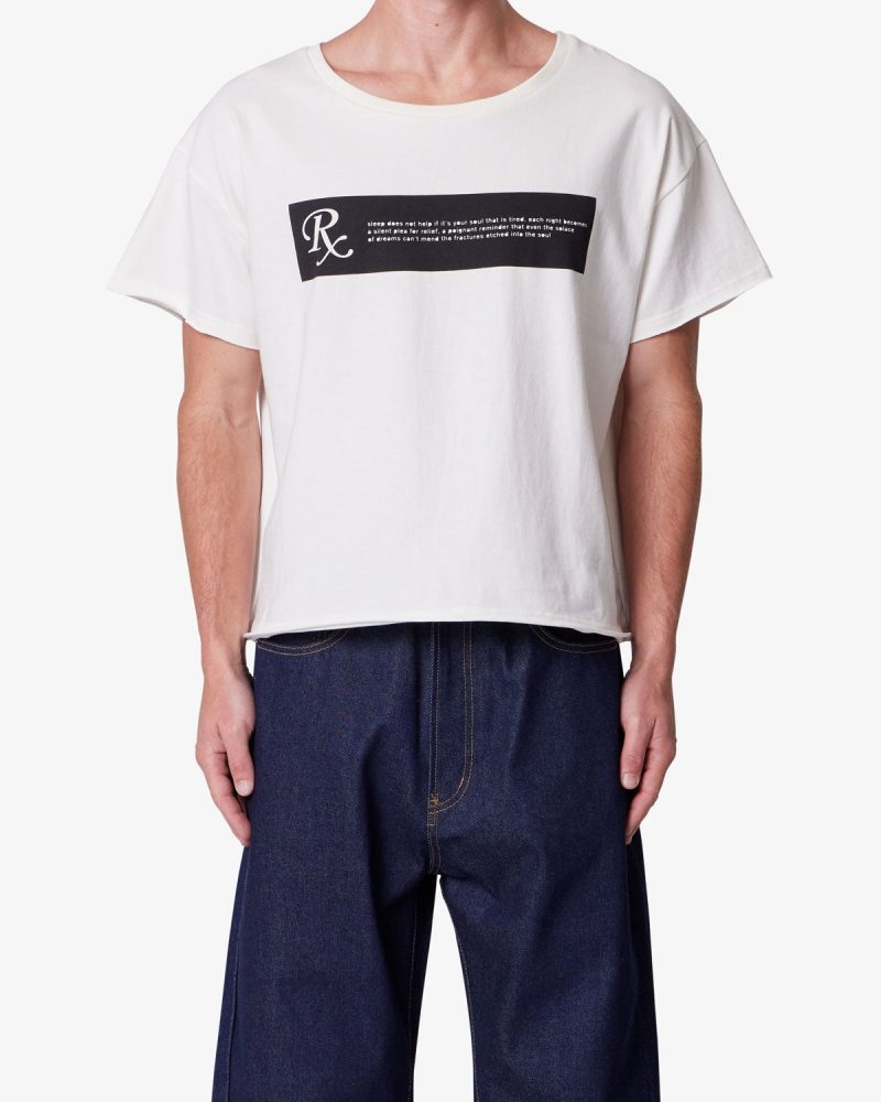 Distressed Wide Neck Tee - Antique White