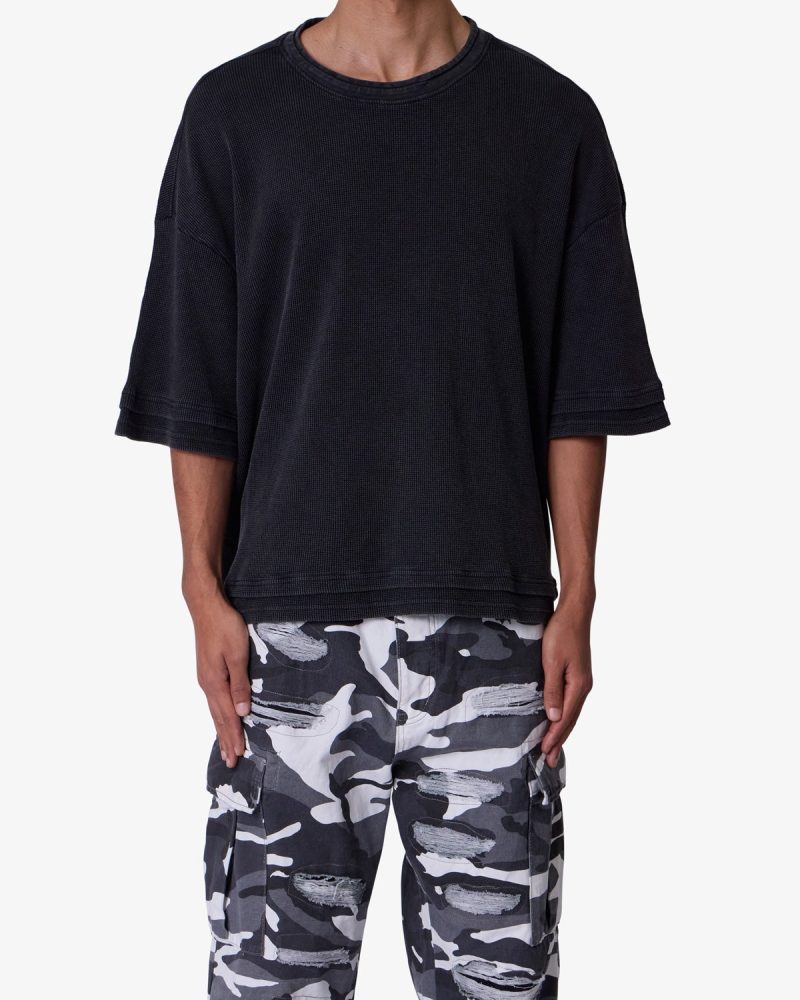 Double Layer Acid Washed Tee - Black