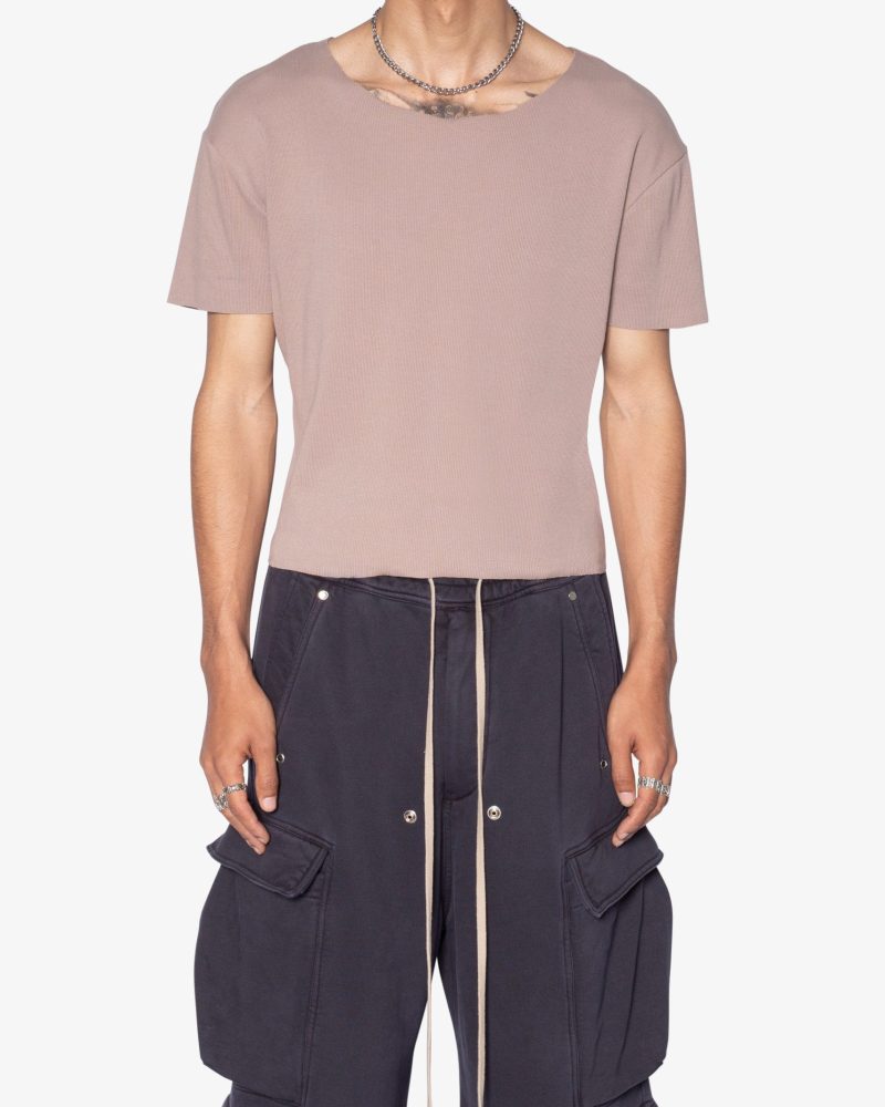 Fitted Ribbed Tee - Mauve