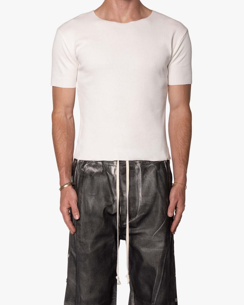 Fitted Ribbed Tee - Off White