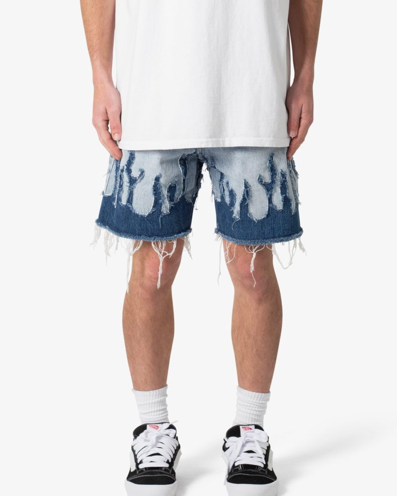 Flame Denim Shorts - Blue