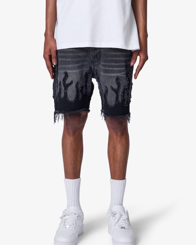 Flame Denim Shorts - Washed Black