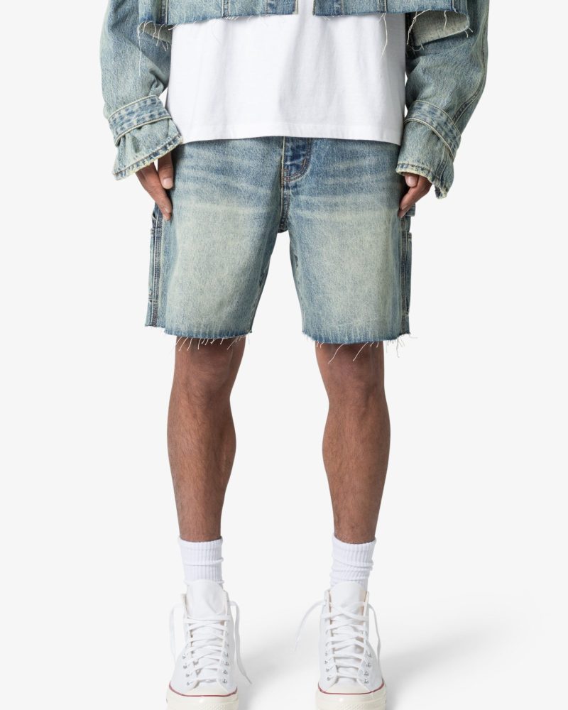 Frayed Denim Shorts - Blue