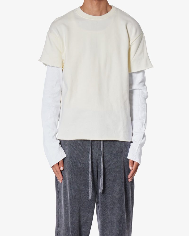 French Terry Double Layer Thermal L/S Tee - Cream