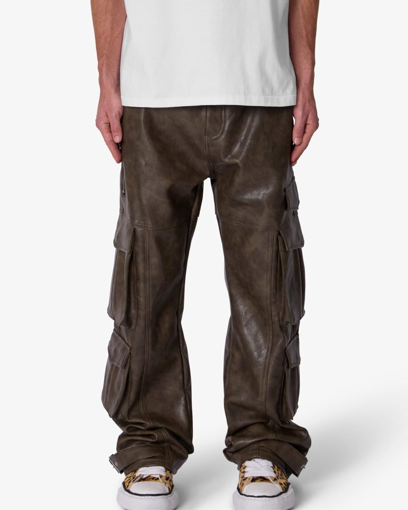 G33 Leather Cargo Pants - Brown