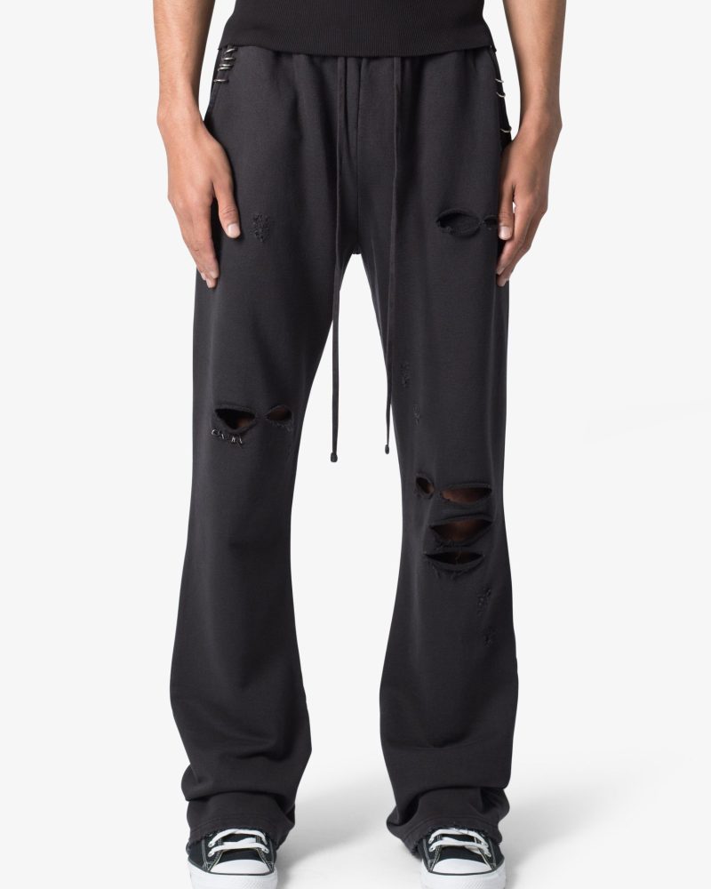 Metal Ring Flared Sweatpants - Black
