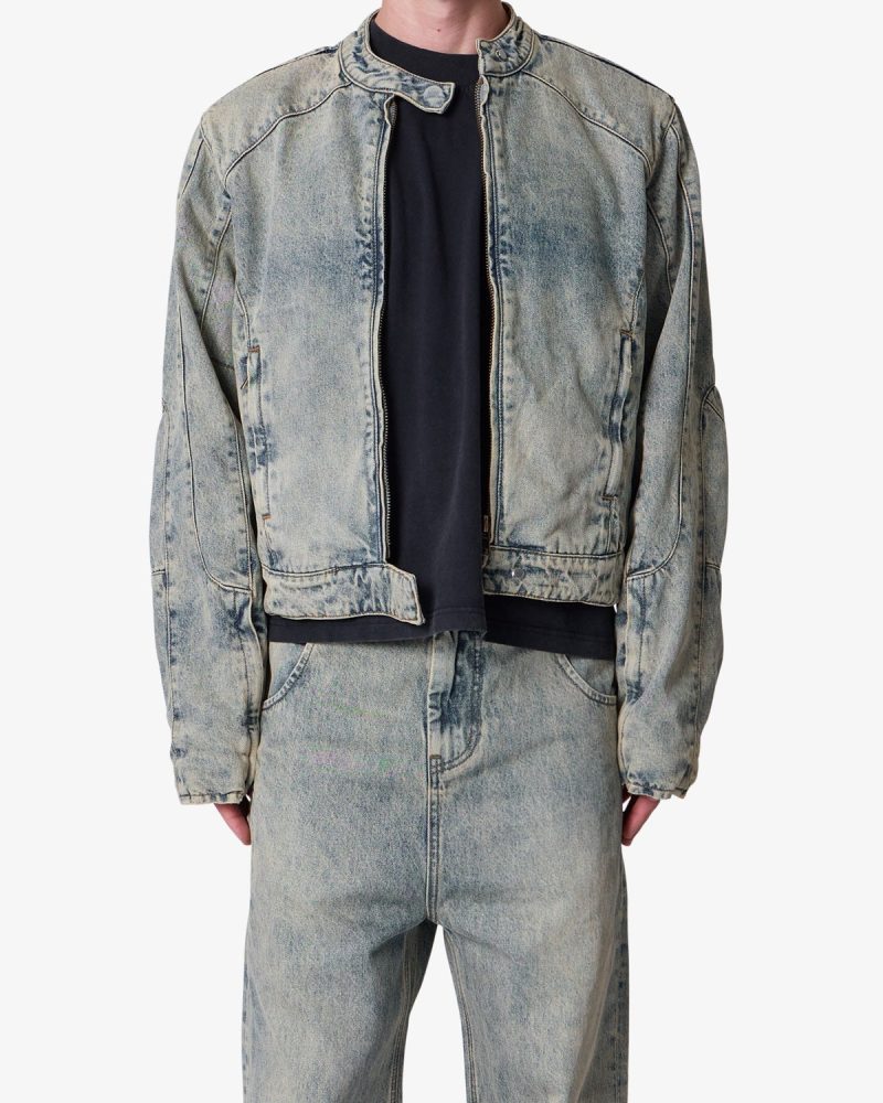 Moto Denim Jacket - Vintage Blue