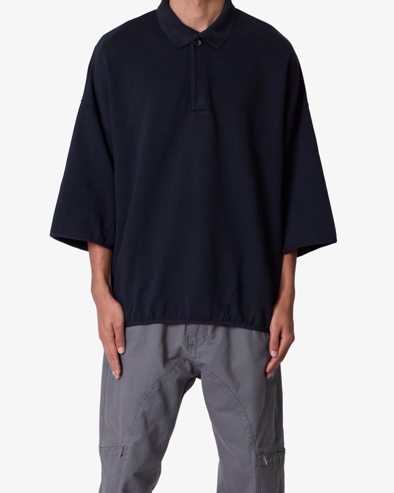 Oversized Knit Polo S/S Shirt - Black