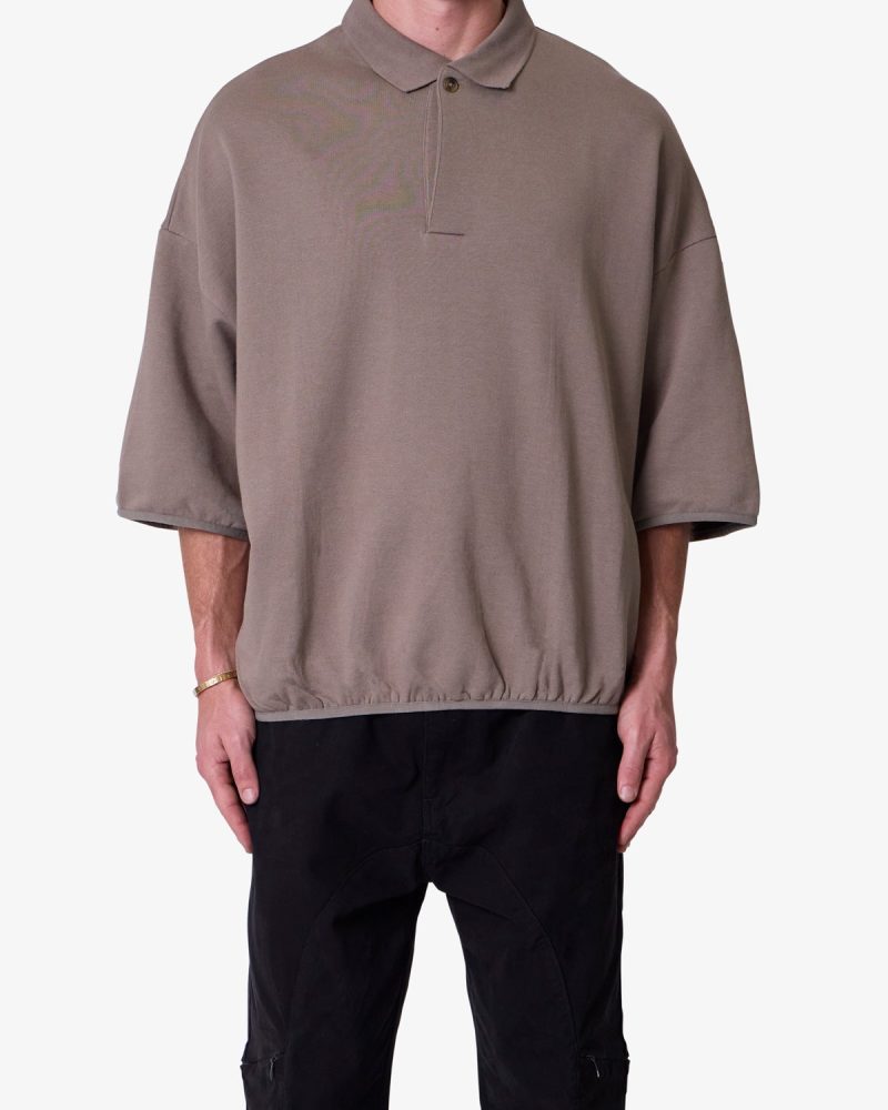 Oversized Knit Polo S/S Shirt - Bone