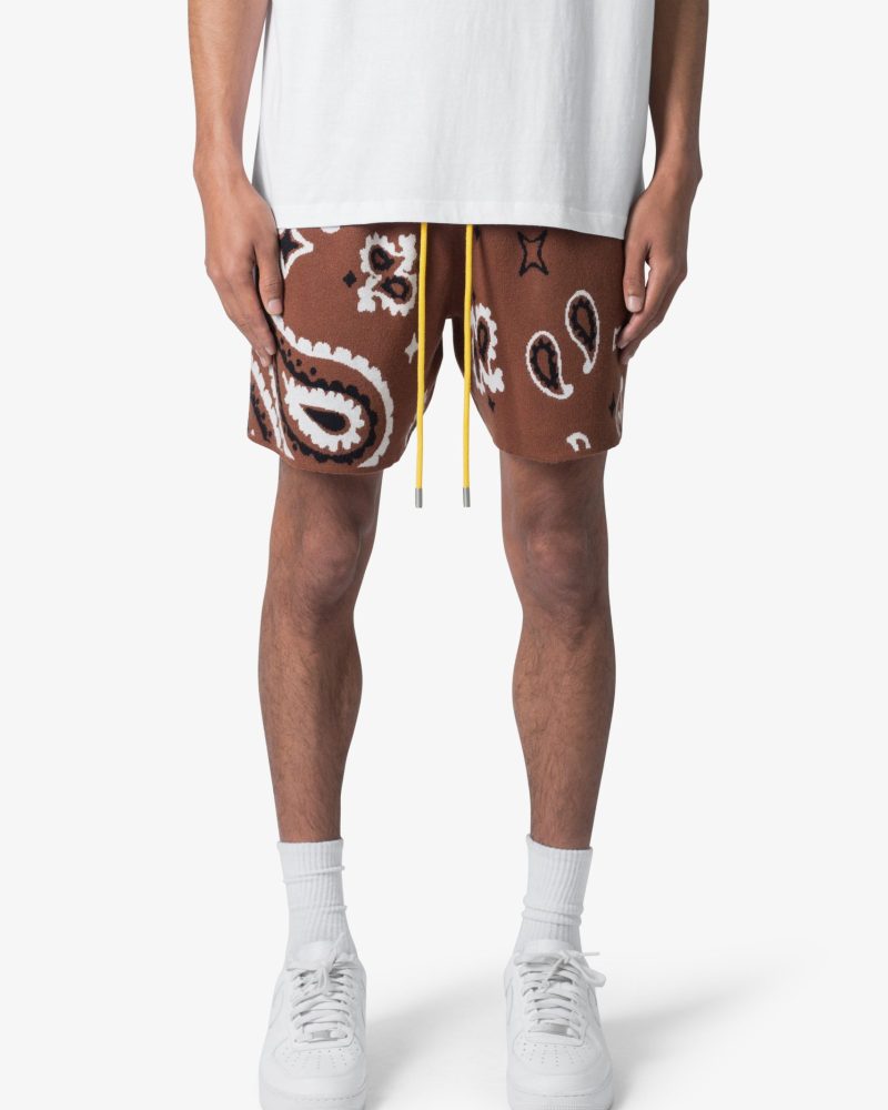 Paisley Knit Shorts - Brown