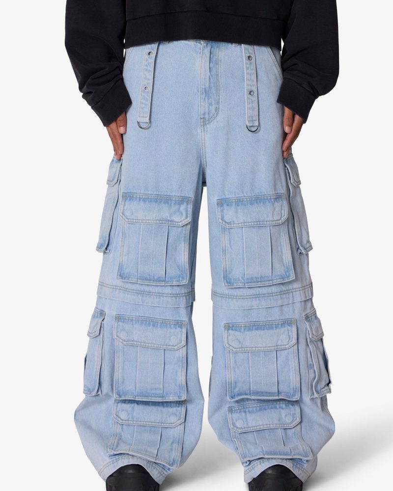 Rave Multi Cargo Denim - Light Blue