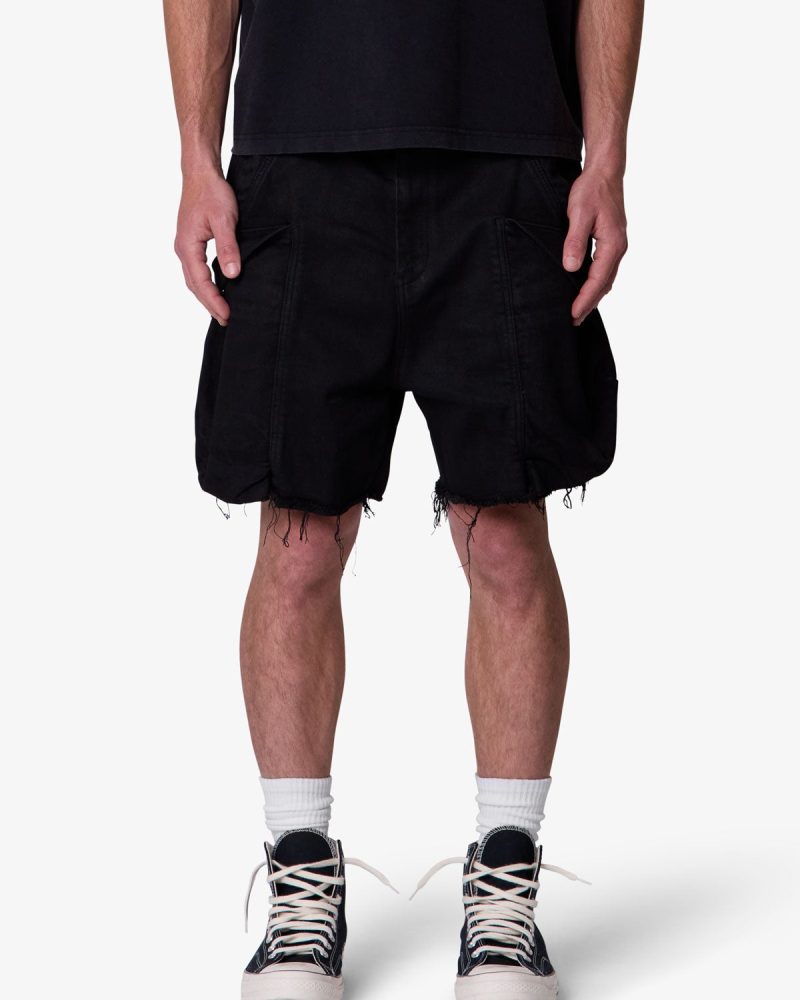 Roughed Pocket Cargo Shorts - Black