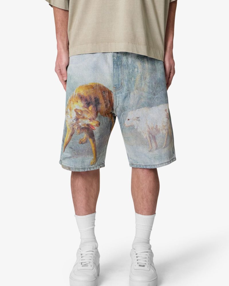 Sheep Hounded Denim Shorts - Multi