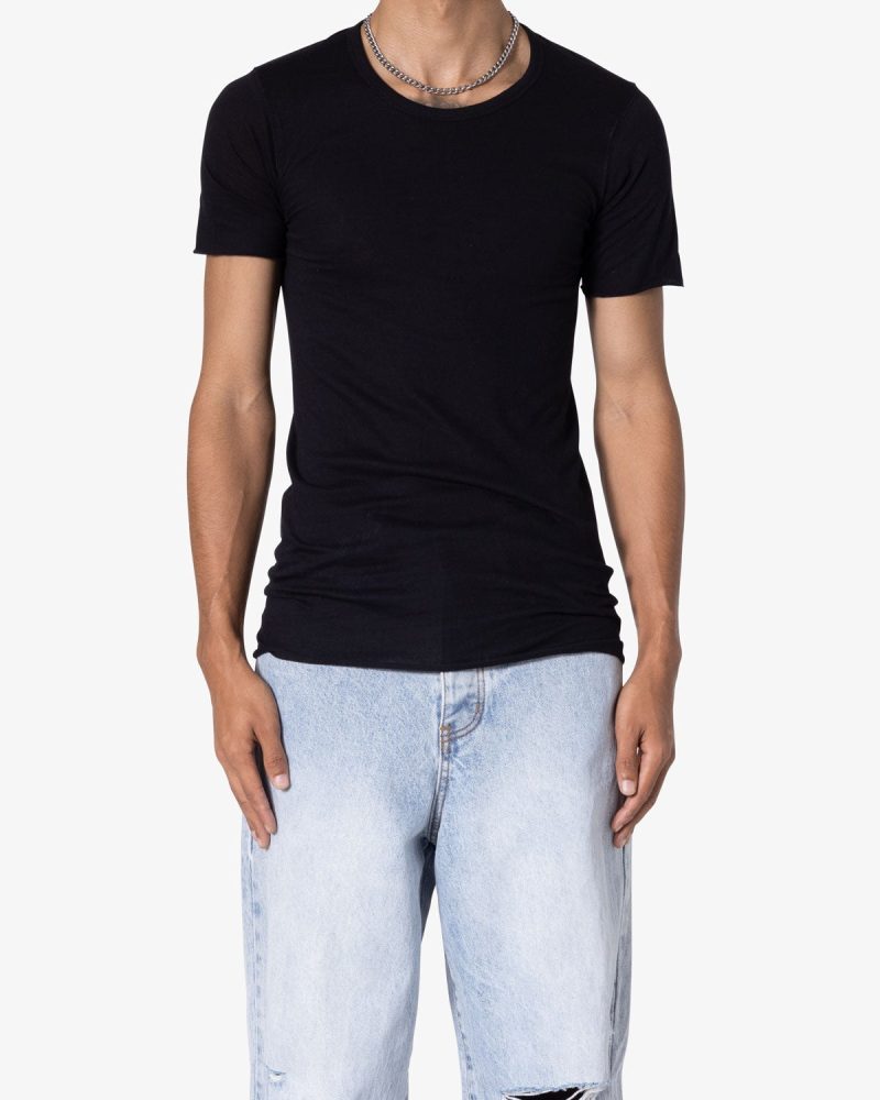 Sheer Knit Bias Cut Tee - Black