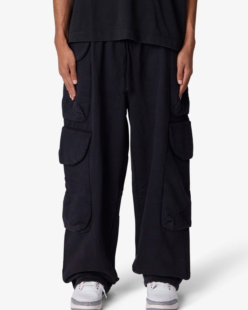 Side Cargo Pocket Sweatpants - Washed Black