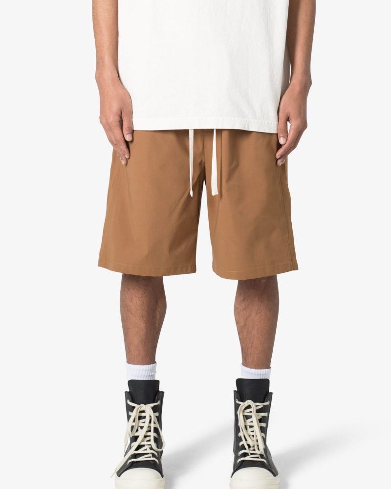 Side Snap Nylon Shorts - Brown