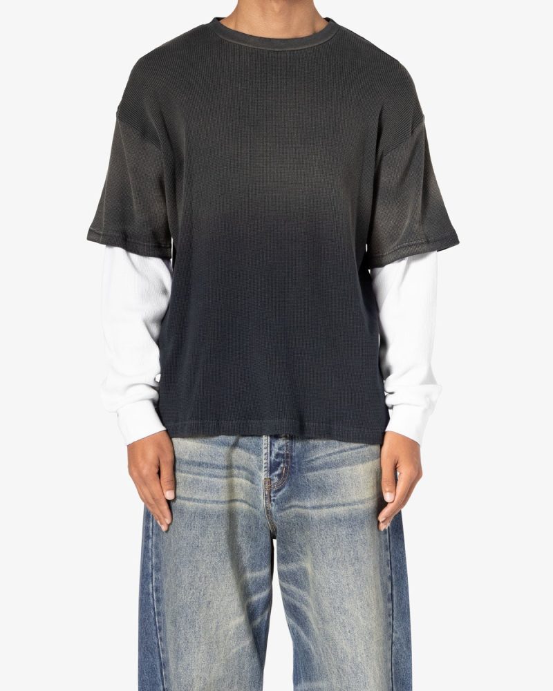 Sprayed Thermal L/S Tee - Black/White