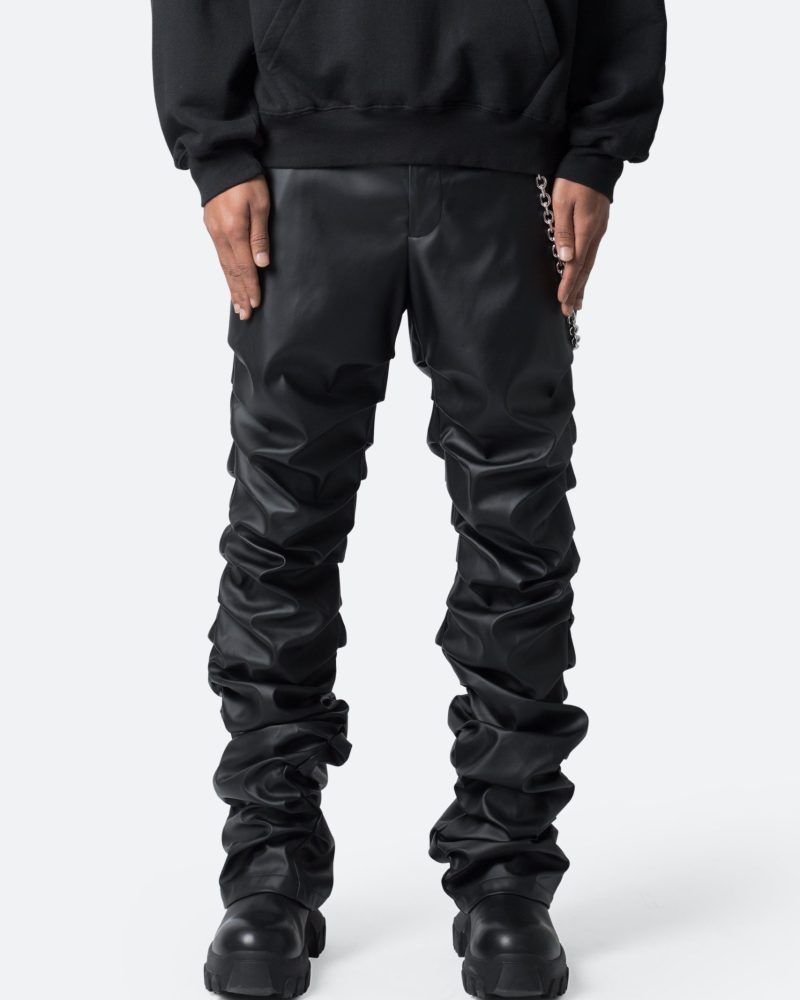 Stacked Leather Pants - Black