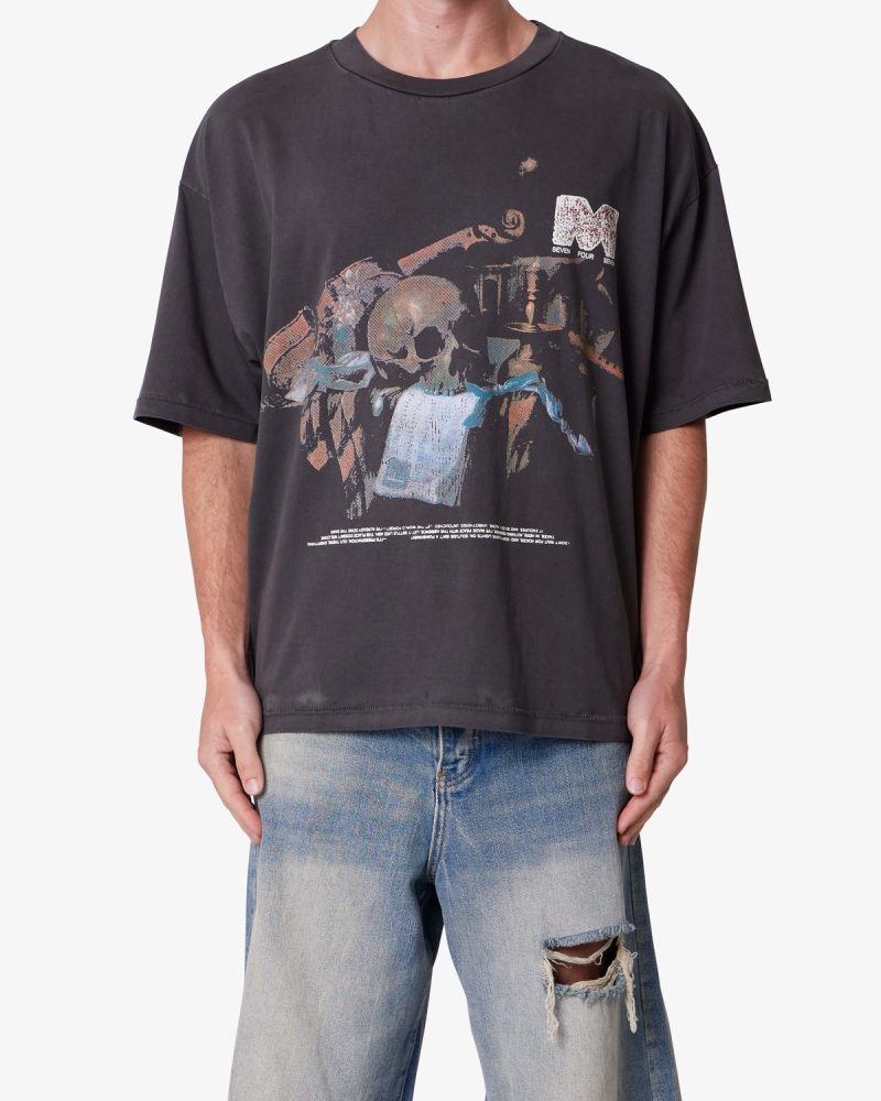 Still Life Printed Tee - Washed Black