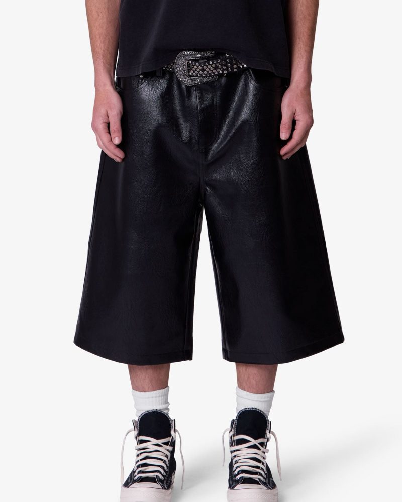 Ultra Baggy Leather Shorts - Black