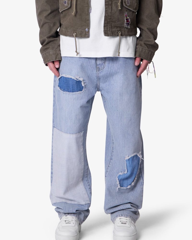 Ultra Baggy Patched Up Denim - Light Blue