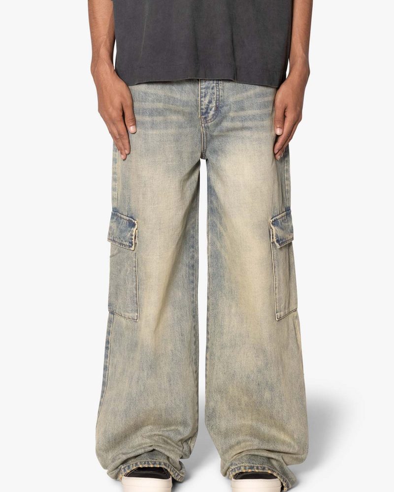 Void Baggy Cargo Denim - Medium Blue