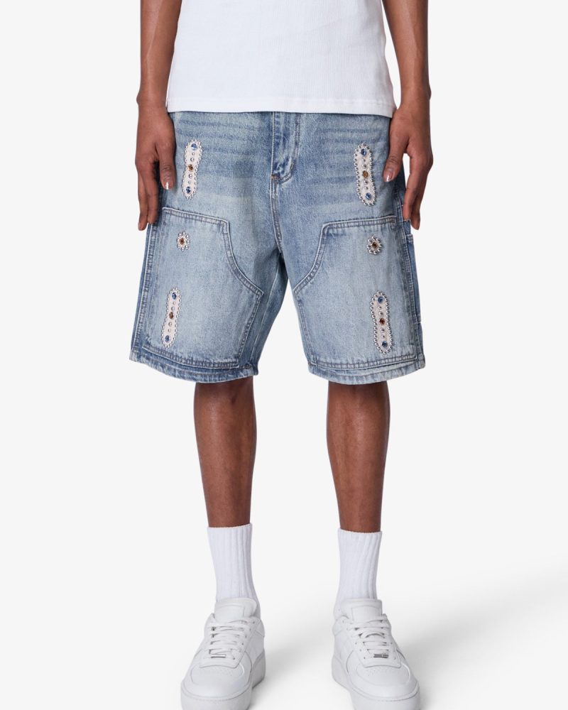 Western Jewel Denim Shorts - Blue