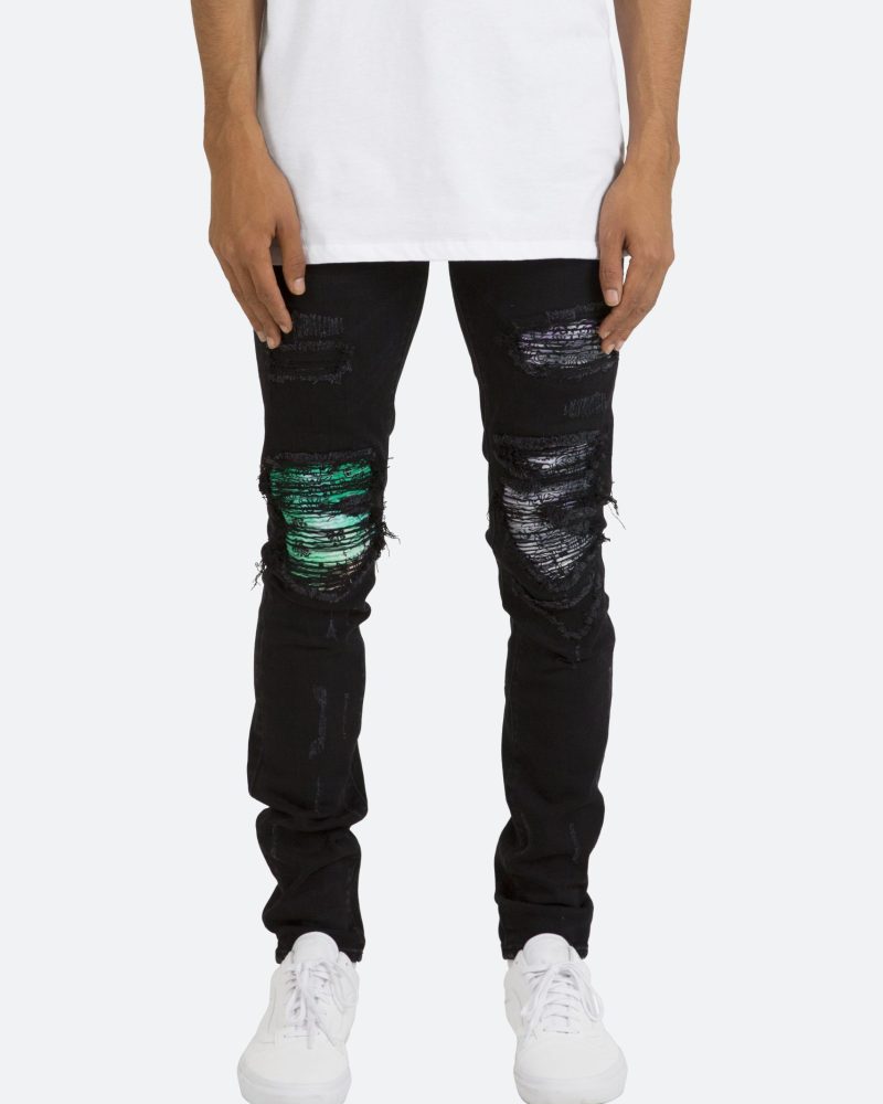 X284 Moto Skinny Denim - Black/Purple