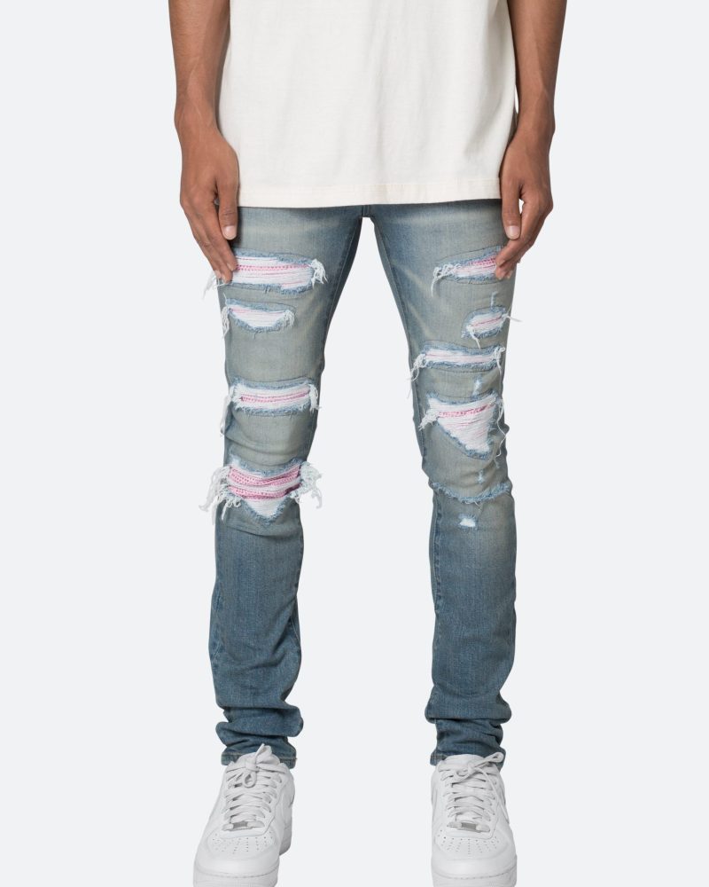 X555 Crystal Skinny Denim - Blue/Pink