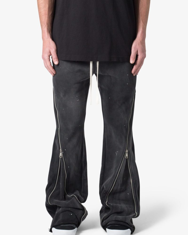 Zipper Flare Sweatpants - Vintage Black
